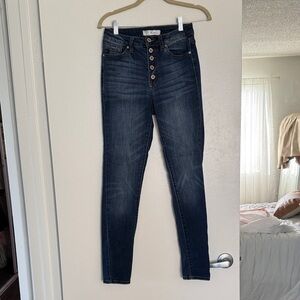 KanCan High-Rise Button-Fly Skinny Jeans - Dark Wash